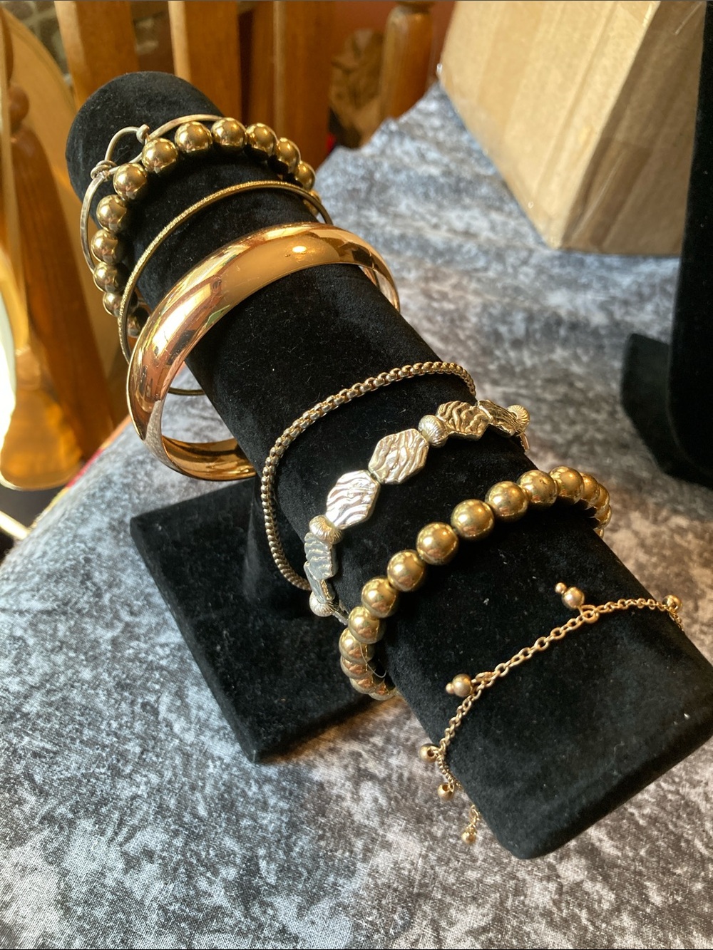 Gold-Tone & Silver Tone Bracelet Bundle Elegant Stacked Bangles and Chains